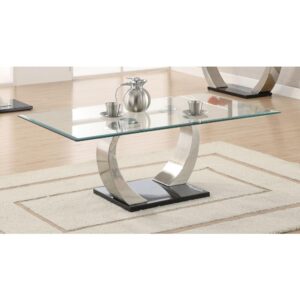 Pruitt Glass Top Coffee Table Clear and Satin From Coaster Co. of America