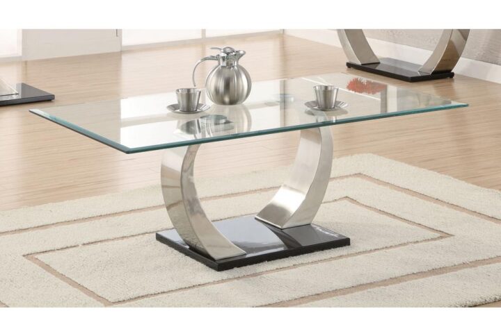 Pruitt Glass Top Coffee Table Clear and Satin From Coaster Co. of America