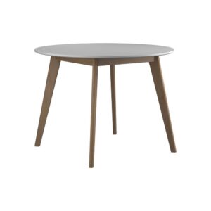 Breckenridge Round Dining Table Matte White and Natural Oak From Coaster Co. of America