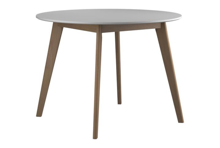 Breckenridge Round Dining Table Matte White and Natural Oak From Coaster Co. of America