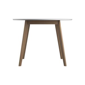 Breckenridge Round Dining Table Matte White and Natural Oak From Coaster Co. of America