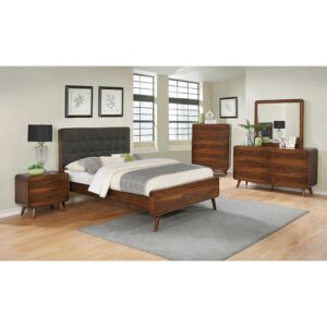 Robyn Queen Bed with Upholstered Headboard Dark Walnut From Coaster Co. of America