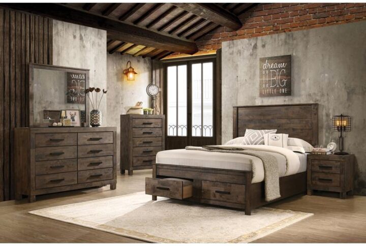 Woodmont California King Storage Bedroom Set Rustic Golden Brown From Coaster Co. of America