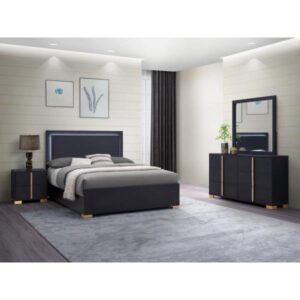 Marceline Queen Bed with LED Headboard Black From Coaster