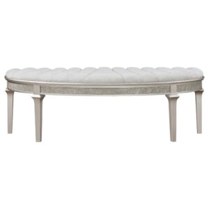 Evangeline Upholstered Demilune Bench Ivory and Silver Oak From Coaster