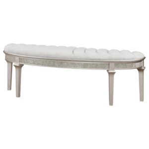 Evangeline Upholstered Demilune Bench Ivory and Silver Oak From Coaster