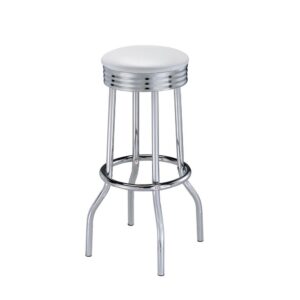 Theodore Upholstered Top Bar Stools White and Chrome (Set of 2) From Coaster Co. of America