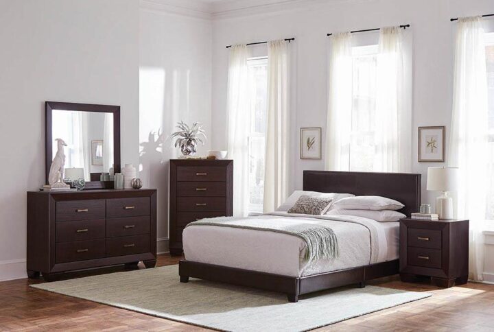 Dorian Upholstered Eastern King Bed Brown From Coaster Co. of America