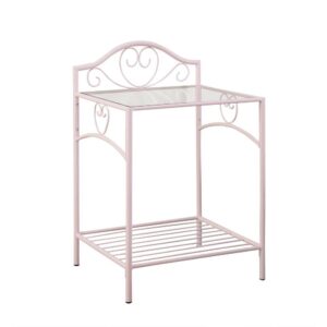 Massi 1-shelf Nightstand with Glass Top Powder Pink From Coaster Co. of America