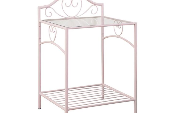 Massi 1-shelf Nightstand with Glass Top Powder Pink From Coaster Co. of America