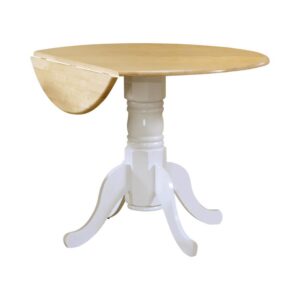 Allison Drop Leaf Round Dining Table Natural Brown and White From Coaster Co. of America