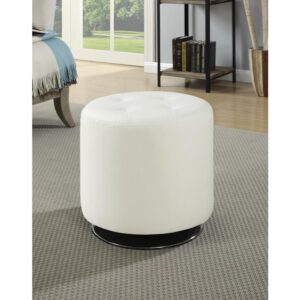 Bowman Round Upholstered Ottoman White From Coaster Co. of America