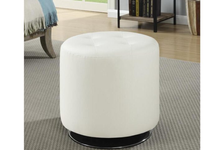 Bowman Round Upholstered Ottoman White From Coaster Co. of America