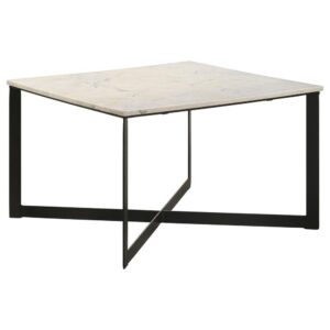 Tobin Square Marble Top Coffee Table White and Black From Coaster