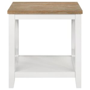 Maisy Square Wooden End Table With Shelf Brown and White From Coaster