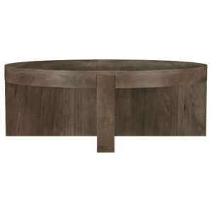 Kinkaid Round Solid Mango Wood Coffee Table Brown From Coaster