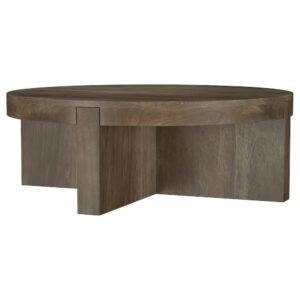 Kinkaid Round Solid Mango Wood Coffee Table Brown From Coaster