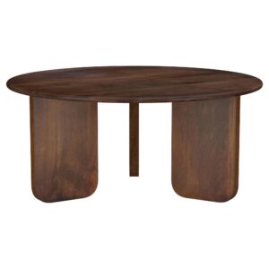 Dale Round Solid Mango Wood Coffee Table Brown From Coaster