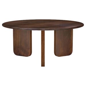 Dale Round Solid Mango Wood Coffee Table Brown From Coaster