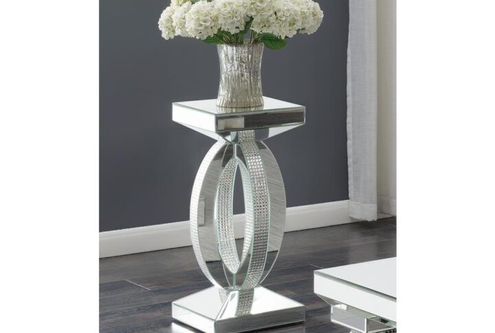 Amalia Square End Table with Lower Shelf Clear Mirror From Coaster Co. of America