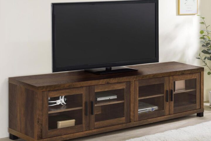 Sachin Rectangular TV Console with Glass Doors From Coaster Co. of America