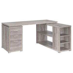 Yvette L-shape Office Desk Grey Driftwood From Coaster Co. of America