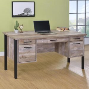 Samson 4-drawer Office Desk Weathered Oak From Coaster Co. of America