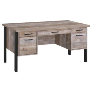 Samson 4-drawer Office Desk Weathered Oak From Coaster Co. of America