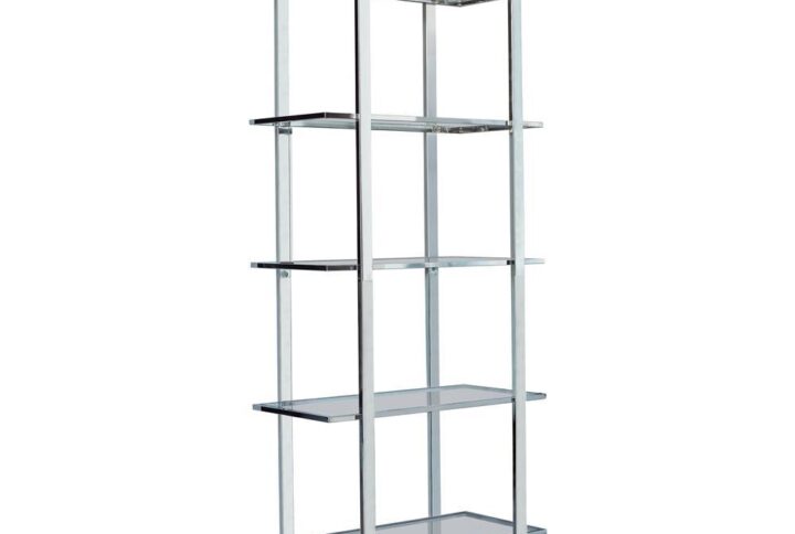 Hartford Glass Shelf Bookcase Chrome From Coaster Co. of America