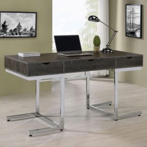 Noorvik 3-drawer Writing Desk Dark Oak and Chrome From Coaster Co. of America