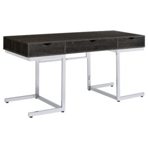 Noorvik 3-drawer Writing Desk Dark Oak and Chrome From Coaster Co. of America