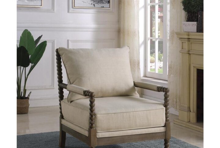 Blanchett Cushion Back Accent Chair Beige and Natural From Coaster Co. of America