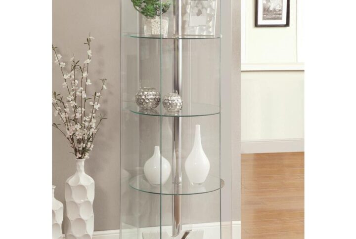 Zahavah 4-shelf Hexagon Shaped Curio Cabinet White and Clear From Coaster Co. of America