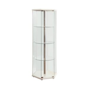 Zahavah 4-shelf Hexagon Shaped Curio Cabinet White and Clear From Coaster Co. of America