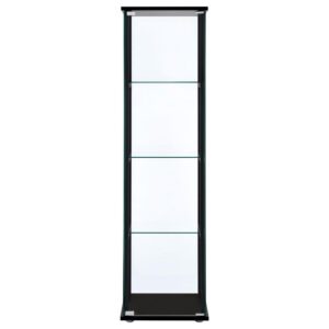 Cyclamen 4-shelf Glass Curio Cabinet Black and Clear From Coaster