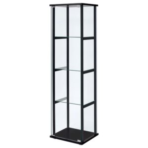 Cyclamen 4-shelf Glass Curio Cabinet Black and Clear From Coaster