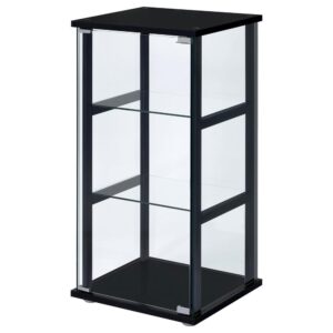 Cyclamen 3-shelf Glass Curio Cabinet Black and Clear From Coaster