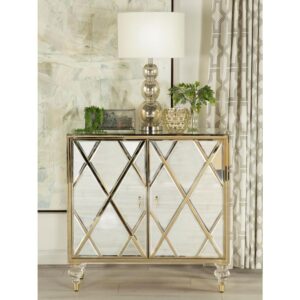 Astilbe 2-door Accent Cabinet Mirror and Champagne From Coaster Co. of America