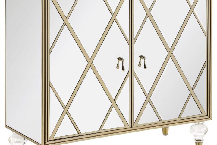 Astilbe 2-door Accent Cabinet Mirror and Champagne From Coaster Co. of America