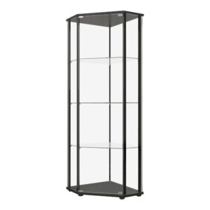 Zenobia Glass Shelf Curio Cabinet Clear and Black From Coaster Co. of America