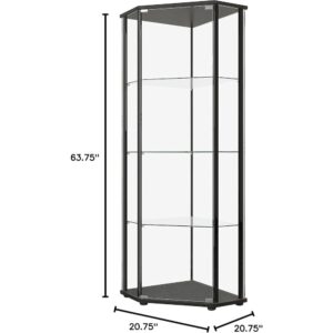 Zenobia Glass Shelf Curio Cabinet Clear and Black From Coaster Co. of America