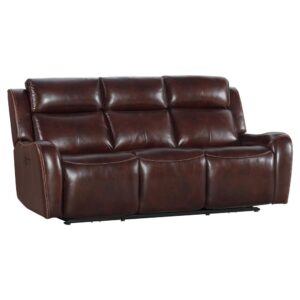 Dual-Pwr Sofa in TT Reddish Brown Leather From Intercon