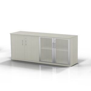 Low Wall Cabinet with Doors (Wood/Glass Door Combination)