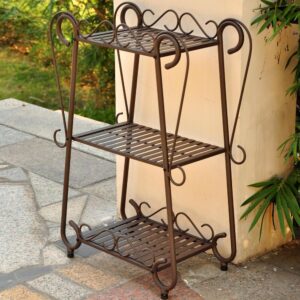 Santa Fe Iron Nailhead 3-Tier Plant/Utility Shelf From International Caravan