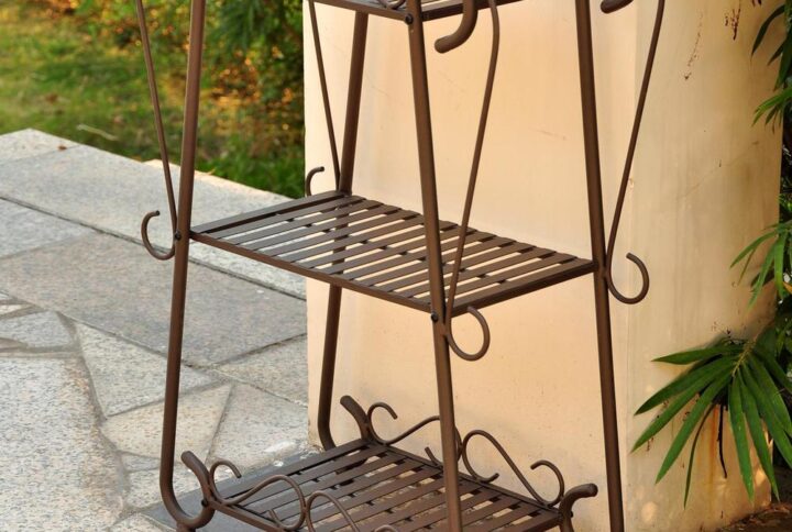 Santa Fe Iron Nailhead 3-Tier Plant/Utility Shelf From International Caravan