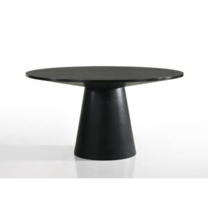 Jasper Ebony Black 59" Wide Contemporary Round Dining Table From Lilola Home