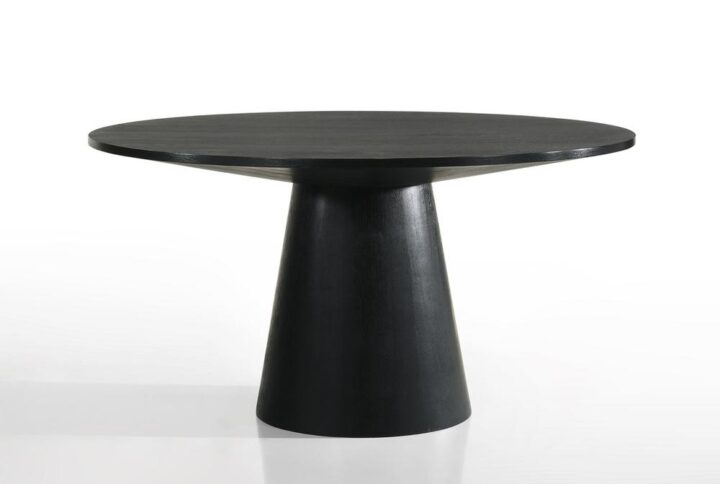 Jasper Ebony Black 59" Wide Contemporary Round Dining Table From Lilola Home