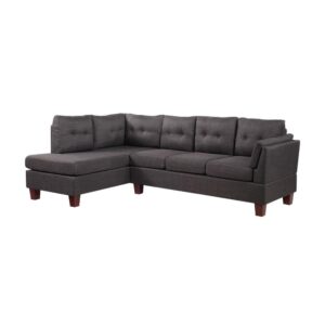 Dalia Dark Gray Linen Modern Sectional Sofa with Left Facing Chaise From Lilola Home