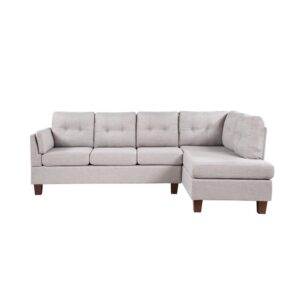 Dalia Light Gray Linen Modern Sectional Sofa with Right Facing Chaise From Lilola Home