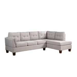 Dalia Light Gray Linen Modern Sectional Sofa with Right Facing Chaise From Lilola Home